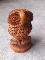 VİNTAGE EL YAPIMI OYMA AHŞAP BAYKUŞ BİBLOSU.  KONDİSYON YÜKSEK KOLEKSİYONLUK NADİR