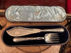 kutusunda 1900 başları İngiliz gümüş kaplama servis seti