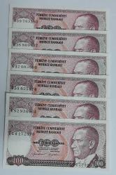 7. EMİSYON TAM HARF SETİ 6 ADET 100 LİRA