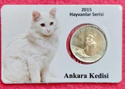 1 LİRA, 2015 ÇİL Özel Föyünde Ankara Kedisi Hatıra Para