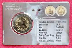 1 LİRA, 2015 ÇİL Özel Föyünde Ankara Kedisi Hatıra Para