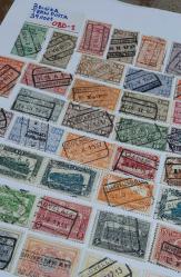 BELÇİKA DEMİRYOLU POSTA DAMGALI  39 adet PUL LOTU KARTELADA NO:OBD-1 Demiryolu yerel posta damgalı eski pullar