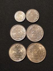 1987 MADENİ PARA SET ÇİL, 1-5-10-25-50-100 LİRA