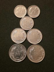 1977 TERS DÜZ MADENİ PARA SET ÇİL, 25-50 KURUŞ 1-2 1/2 LİRA