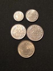 1985 MADENİ PARA SET ÇİL, 1-5-10-25-50 LİRA