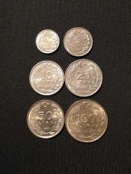 1987 MADENİ PARA SET ÇİL, 1-5-10-25-50-100 LİRA