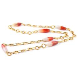 Sanatçı Tasarımı, Altın Kaplama Fasetli Akik Taşlı Özel Koleksiyon Zincir Kolye