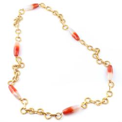 Sanatçı Tasarımı, Altın Kaplama Fasetli Akik Taşlı Özel Koleksiyon Zincir Kolye