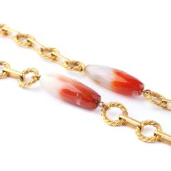 Sanatçı Tasarımı, Altın Kaplama Fasetli Akik Taşlı Özel Koleksiyon Zincir Kolye