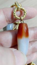 Sanatçı Tasarımı, Altın Kaplama Fasetli Akik Taşlı Özel Koleksiyon Zincir Kolye