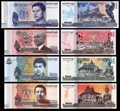 KAMBOÇYA 100-200-500-1000 RİELS, 2014-2022 4 LÜ SET, YABANCI KAĞIT PARA 