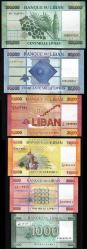 LÜBNAN 1000-5000-10000-20000-50000-100000 LİVRE, 2014-2020 6'Lİ SET, YABANCI ESKİ KAĞIT PARA 