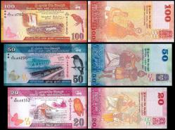 SRİ LANKA 20-50-100 RUPEE 2019-2022, 3 LÜ SET, ÇİL, Eski Yabancı Kağıt Para