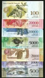 VENEZUELA 2013-2018 YILLARI 21 Lİ BOLİVAR SET, ÇİL, ESKİ YABANCI KAĞIT PARA