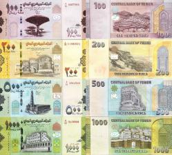YEMEN 100-200-500-1000 RİAL 2017-2018,4'lü SET, ÇİL, ESKİ YABANCI KAĞIT PARA