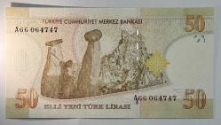 8. Emisyon 50 Yeni Türk Lirası A66 064747 Çil Kondisyonda Koleksiyonluk Eski Para