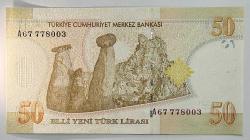 8. Emisyon 50 Yeni Türk Lirası A67 778003 Çil Kondisyonda Koleksiyonluk Eski Para