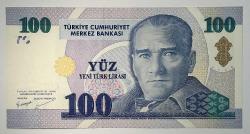 8.Emisyon 100 Yeni Türk Lirası  A36 276544 Koleksiyonluk Eski Para Çil Kondisyonda
