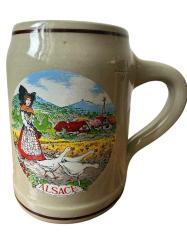 Alsace Köylü Kız ve Kaz Modifli Bira Bardağı TANKART