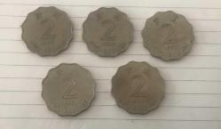 LOT.16 » HONG KONG MADENİ PARALAR / 2 DOLLARS / 1993-1994-1995-1998-1998 / 5 ADET