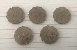 HONG KONG MADENİ PARALAR / 2 DOLLARS / 1993-1994-1995-1998-1998 / 5 ADET