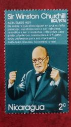 LOT.18 » 1974 YILI NİKARAGUA Winston Churchill'in Doğumunun 100. Yıldönümü, DAMGASIZ ŞARNİYERSİZ
