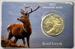 2012 Kızıl Geyik Hayvanlar Serisi 1 Türk Lirası Hatıra Bimetal Para Kartlı Koleksiyonluk
