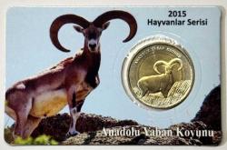 2015 Anadolu Yaban Koyunu Hayvanlar Serisi 1 TL Hatıra Bimetal Para Kartlı Koleksiyonluk