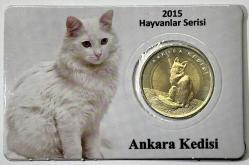 2015 Ankara Kedisi Hayvanlar Serisi 1 TL Hatıra Bimetal Para Kartlı Koleksiyonluk