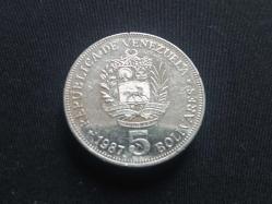LOT.17 » VENEZUELLA: 5 BOLİVARES 1987