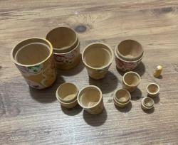 Dekoratif Geleneksel 6’mı Matruşka Bebek Seti - El Boyaması