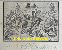 Osmanlıca Karagöz Mizah Dergisi-Gazetesi, Orijinal Dönem Basım, (Ottoman Magazine-Newspaper-Journal Illustré Cara-Gueuz) - 19 Eylül 1923 - Sayı: 1618 - Hicri: 7 Safer 1342 - Rumi: 19 Eylül 1339 - Karikatürist Mehmet Baha'nın Çalışması: Avrupa'nın Bugünkü Vaziyeti 