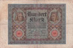 Avrupa  1920 Almanya Weimar Cumhuriyeti 100 Mark Orijinal