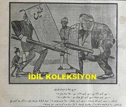 Osmanlıca Karagöz Mizah Dergisi-Gazetesi, Orijinal Dönem Basım, (Ottoman Magazine-Newspaper-Journal Illustré Cara-Gueuz) - 2 Temmuz 1924 - Sayı: 1700 - Hicri: 1 Zilhicce 1342 - Rumi: 2 Temmuz 1340 - Tanin ve Cumhuriyet Gazetelerinin İttihatçılık Üzerine Atışmalarına Dair Karikatür: Hiç Yoktan Dedikodu 