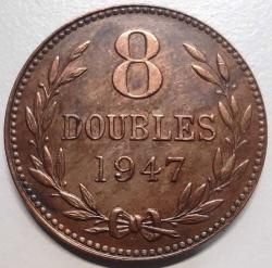Guernsey 1947 8 Doubles - Çil - Koleksiyonluk Bakır Para