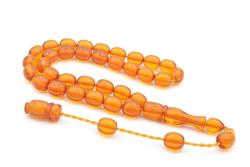 Şükrü Baba Yapımı Bilek Boy Turuncu Sıkma Kehribar Tesbih