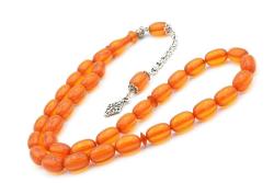 Gümüş Kaplama Kamçılı Kapsül Kesim Turuncu Katalin Tesbih