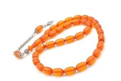 Gümüş Kaplama Kamçılı Kapsül Kesim Turuncu Katalin Tesbih