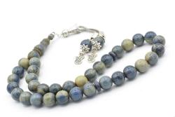 Gümüş Kaplama Kamçılı Küre Kesim Mavi Katalin Tesbih