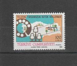 1988 PTT ÇALIŞMALARI TELEFON YURDUMUZUN BÜTÜN KÖYLERİNDE MNH