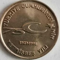 TÜRKİYE 1999  100.000  LİRA  HATIRA Türkiye Cumhuriyeti'nin 75.yılı