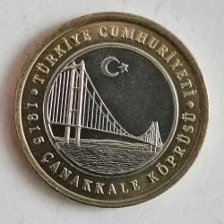 TÜRKİYE  2022    1  LİRA    HATIRA  1915 ÇANAKKALE KÖPRÜSÜ