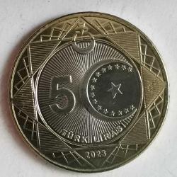 TÜRKİYE  2023    5  LİRA    HATIRA  Cumhuriyetin Kuruluşunun 100. Yılı