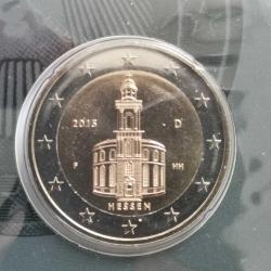ALMANYA  2015  D    EURO SET   2 ADET  HATIRA 2 EURO  Alman Birleşmesi'nin 25.Yılı  - Alman Devletleri - Hesse SET İÇERİSİNDE  ÇİL
