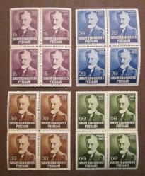 1952 ABDÜLHAK HAMİT TARHAN'IN 100. DOĞUM YILIDÖNÜMÜ DÖRTLÜ BLOK DAMGASIZ MNH p369
