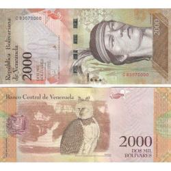 VENEZUELA 2000 BOLİVAR 2016 ÇİL KONDİSYON.