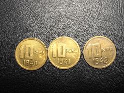 1940-1941-1942 YILLARINA AİT 10 PARA 3 LÜ TAKIM   ÇİL TCM 0227