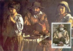 FRANSA1980, Louis le Nain'in tablosu, Çiftçi ailesi, Ekmek Maximum Kartpostal İlk Gün Damgalı - Ülke Posta servisi basımı