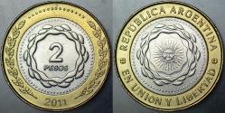 ARJANTİN 2 PESO 2011 BİMETAL ÇİLALTI.