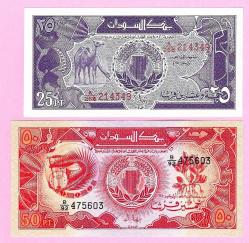 LOT.20 » Sudan 25-50 Piasters 1987, P-37,38 UNC (TK 19 419) ÇİL